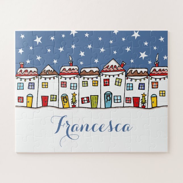 Personalised Christmas Snow Scene Jigsaw Puzzle (Horizontal)
