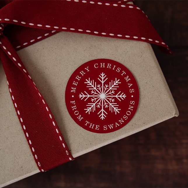 Personalised Christmas Snowflake Classic Round Sticker (Creator Uploaded)