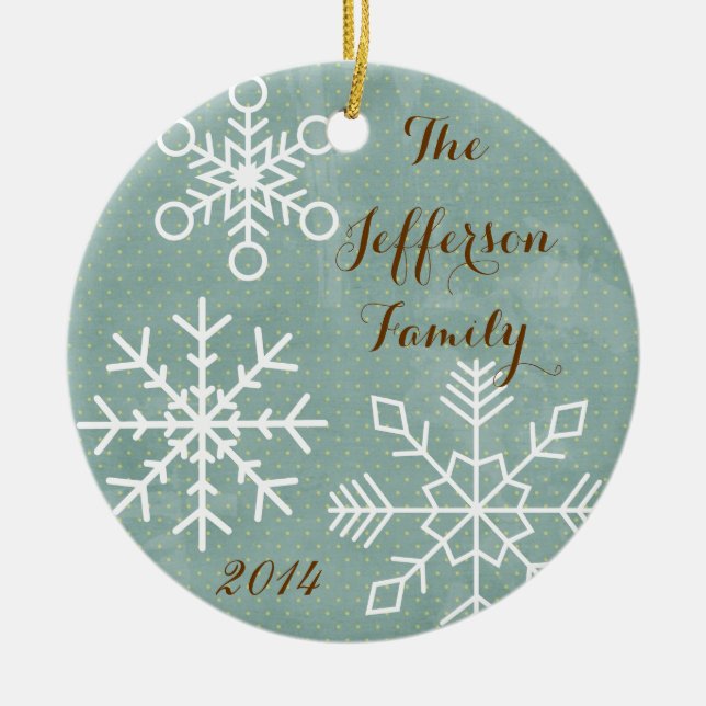 Personalised Christmas Snowflake Family Ornament (Front)