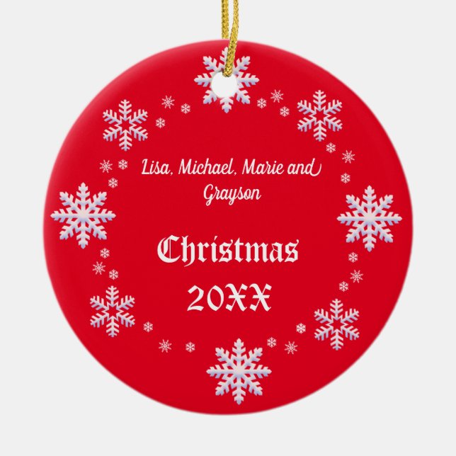 Personalised Christmas Snowflake Ornament (Front)