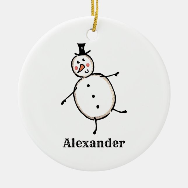 Personalised Christmas Snowman Decoration (Front)