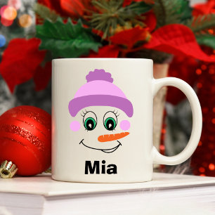 Personalised Christmas Snowman Hat Custom Name Coffee Mug