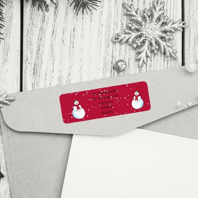 Personalised Christmas Snowman Return Address (Cute Christmas return address labels. Custom made to order.)