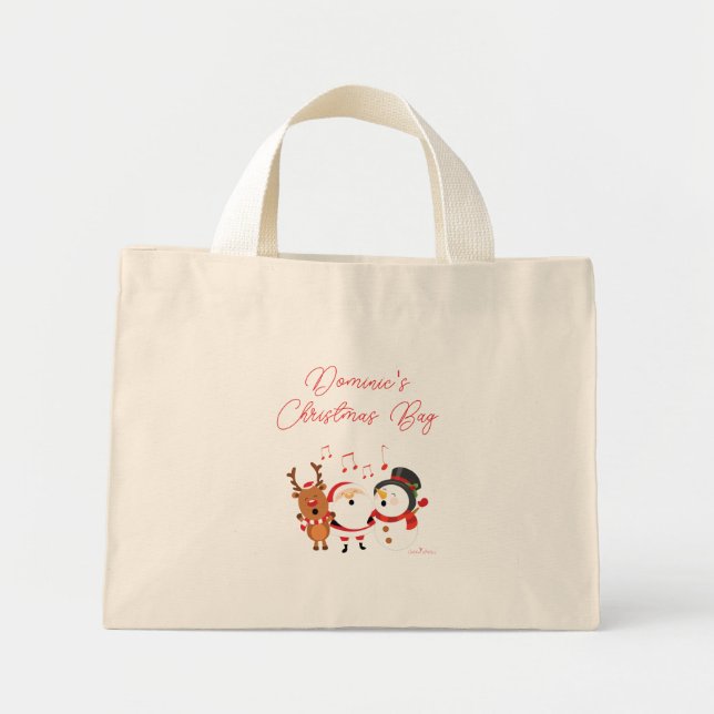 Personalised Christmas Snowman Santa Reindeer Bag (Front)