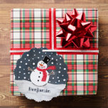 Personalised Christmas Snowman Tree Decoration Card<br><div class="desc">This snowman Christmas snow scene is printed from a collage designed by Helen McCartney Designs.</div>
