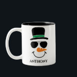 Personalised christmas snowman with custom name   Two-Tone coffee mug<br><div class="desc">Personalised christmas snowman with custom name Two-Tone Coffee Mug .</div>