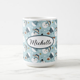 Personalised Christmas Snowmen Coffee Mug