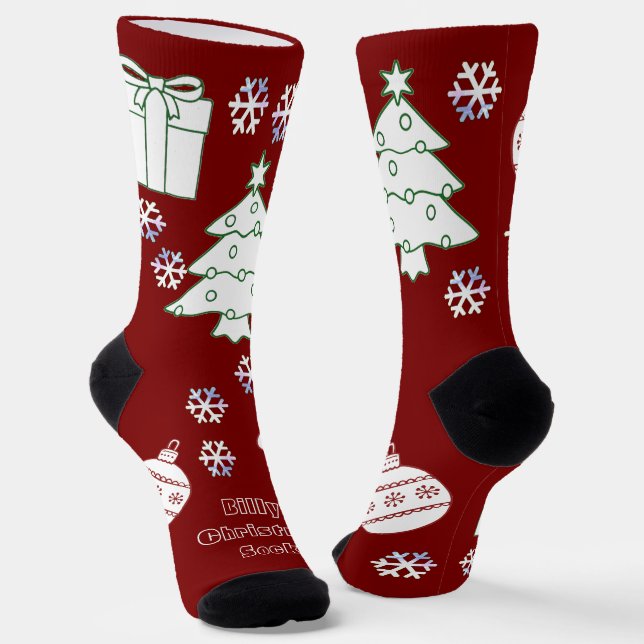 Personalised Christmas Socks - Red (Angled)