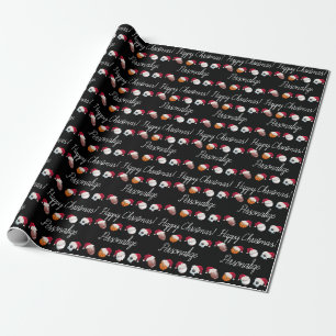 Personalised Christmas Sports Balls Santa Holiday Wrapping Paper
