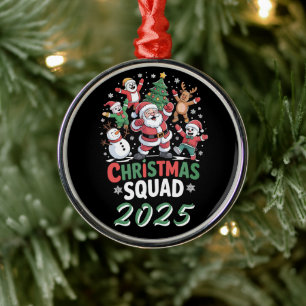 Personalised Christmas Squad 2025 Santa Family  Metal Tree Decoration