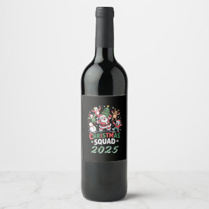 Personalised Christmas Squad 2025 Santa Family  Wine Label