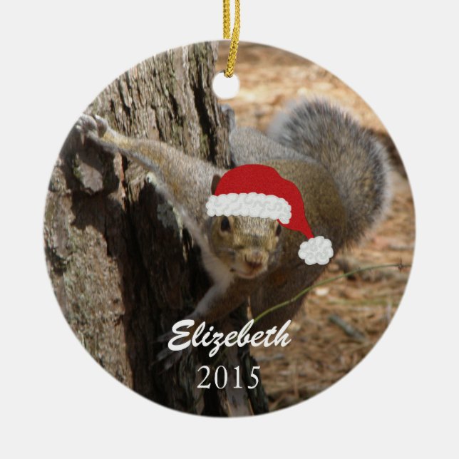 Personalised Christmas Squirrel Ornament (Front)