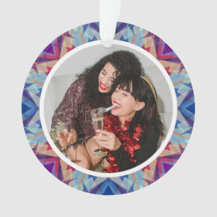 Personalised Christmas Star Fun Blue Purple Photo Ornament