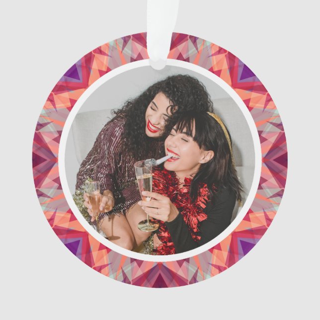 Personalised Christmas Star Fun Jolly Red Photo Ornament (Front)