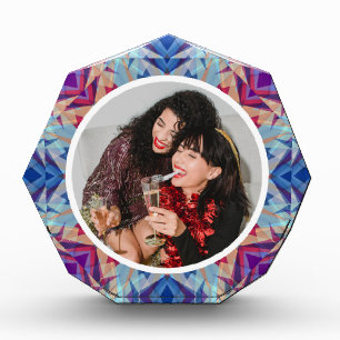 Personalised Christmas Star Jolly Blue Red Purple Photo Block