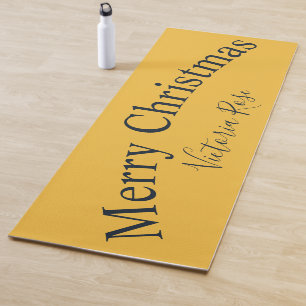 Personalised Christmas Starlight Gold Deep Indigo Yoga Mat