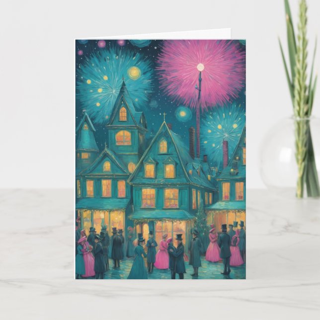 Personalised Christmas Starry Night Greeting Card (Front)