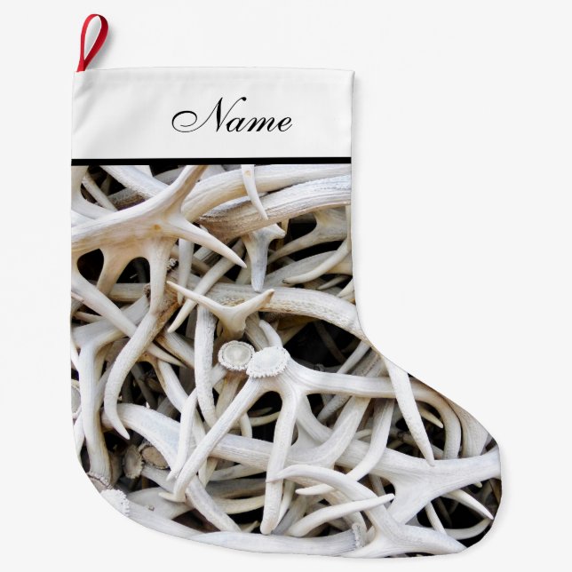 Personalised Christmas Stocking - Elk Antlers (Front)