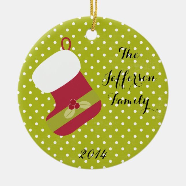Personalised Christmas Stocking Family Ornament (Front)