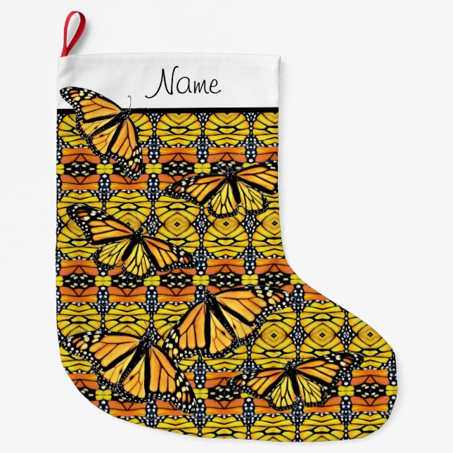 Personalised Christmas Stocking - Monarch Collage (Front)