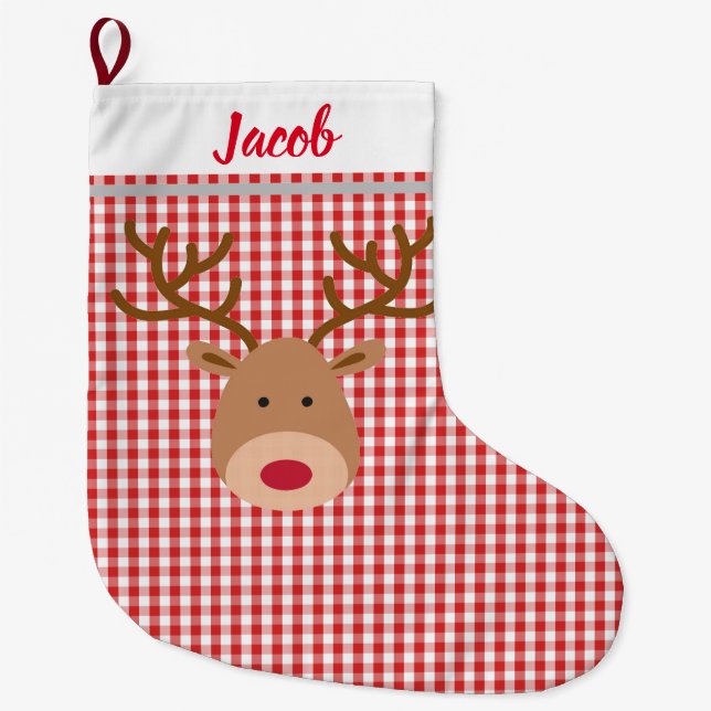 Personalised Christmas Stocking - Rudolph Reindeer (Front)