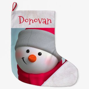 Personalised Christmas Stocking/Snowman Large Christmas Stocking