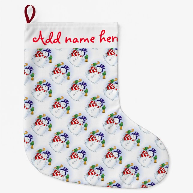 Personalised Christmas Stocking/Snowmen Large Christmas Stocking (Front)