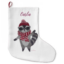 Personalised Christmas Stocking with Racoon