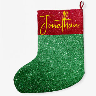 Personalised Christmas Stockings, Cute Glitter Large Christmas Stocking