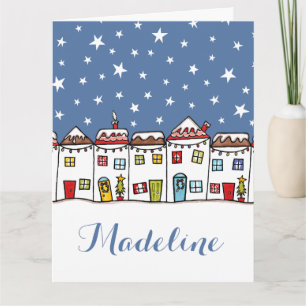 Personalised Christmas Street Snow Scene Card