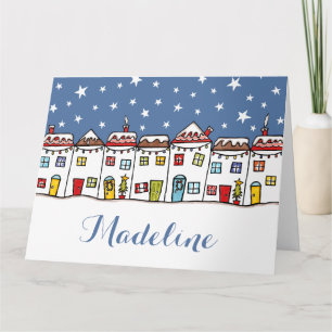 Personalised Christmas Street Snow Scene Card