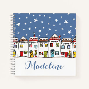 Personalised Christmas Street Snow Scene  Notebook