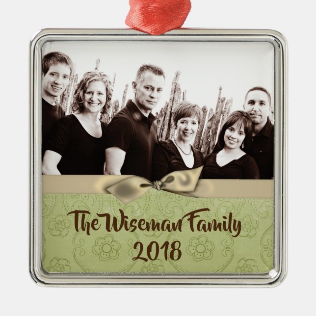 Personalised Christmas Striped Wrap PHOTO Ornament (Front)