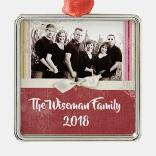 Personalised Christmas Striped Wrap PHOTO Ornament