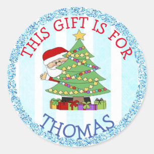 Personalised Christmas Tags Cute Santa and Tree