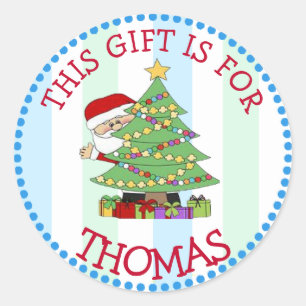 Personalised Christmas Tags Cute Santa and Tree