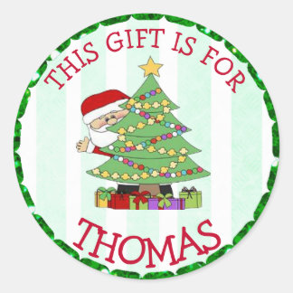 Personalised Christmas Tags Cute Santa and Tree