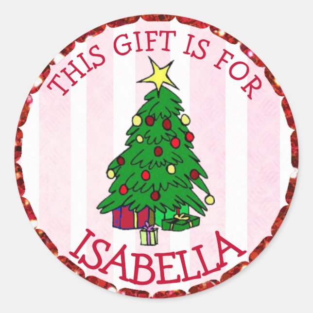 Personalised Christmas Tags Cute Tree & Gifts (Front)
