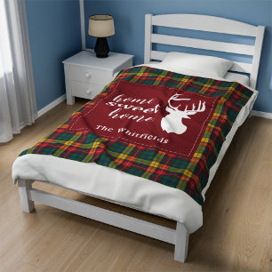 Personalised Christmas Tartan Clan Buchanan Plaid Fleece Blanket
