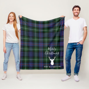 Personalised Christmas Tartan Clan MacKenzie Plaid Fleece Blanket