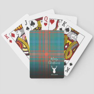 Personalised Christmas Tartan Clan Wilson Plaid Playing Cards