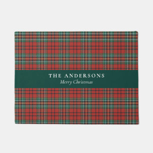 Personalised Christmas Tartan Plaid Welcome Mat