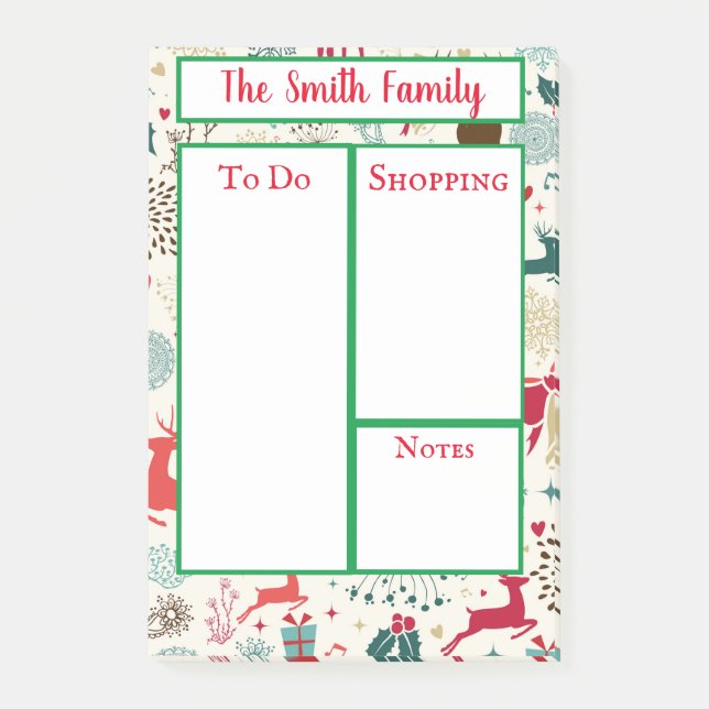 Personalised Christmas Theme Post-it Notes (Front)