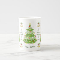 Personalised Christmas Tree & Bells Bone China Mug