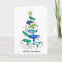 Personalised Christmas Tree Card of Hairdryers
