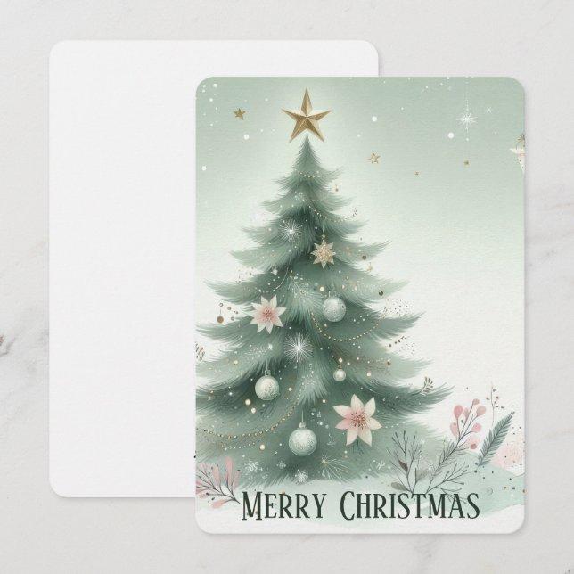 Personalised Christmas Tree - Christmas Card (Front/Back)