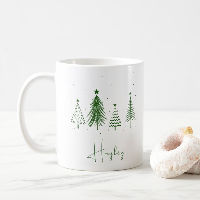 Personalised Christmas Tree   Coffee Mug (With Donut)
