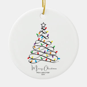 Personalised Christmas Tree Doodle Ceramic Tree Decoration