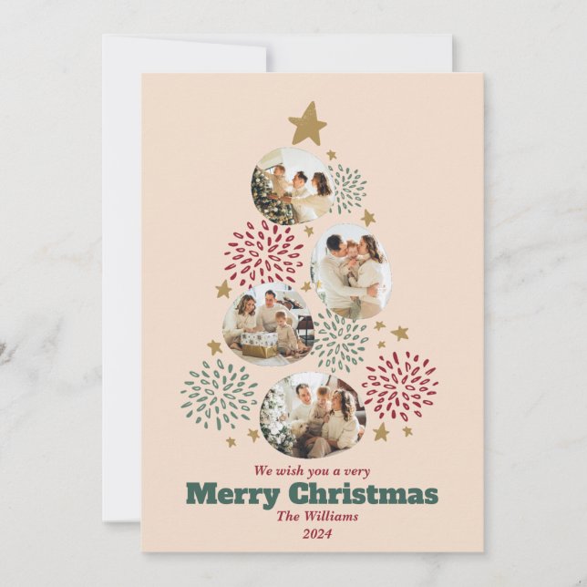 Personalised Christmas tree family photos Holiday Card (Front)