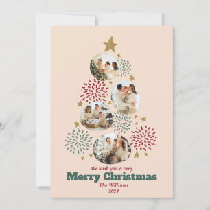 Personalised Christmas tree family photos Holiday Card